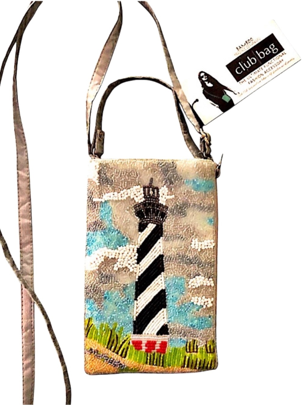 Hatteras Lighthouse Hand Beaded Crossbody Club Bag Bamboo Trading Co